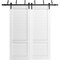Sartodoors Sliding Closet Barn Bypass Doors 36 x 80 inches, Louver 3388 White Silk, 6.6ft Rails Hardware Set LOUVER3388BBB-WS-36 - alternate 1