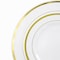 Elama 600 Piece Disposable Plastic Dinnerware Party Set for 100 Guests in White with Gold Trim 750124342M - alternate 3