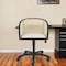Homeroots Beige and Black Solid Wood Steel And Cane Rattan Adjustable Swivel Rolling Office Chair 558360 - alternate 1