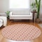 Homeroots 8' Coral And Beige Round Ogee Washable Indoor Outdoor Area Rug 601544 - alternate 2