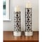 Homeroots Set Of Two Espresso and Silver Pillar Tabletop Pillar Candle Holders, 2PK 468840 - alternate 2