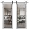 Sartodoors Sturdy Double Barn Door with Clear Glass, Lucia 2466 White Silk and Aluminum Strips, 13FT Rail Han LUCIA2466DB-WS-36 x 96 - alternate 1