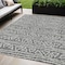 Homeroots 5' X 8' Charcoal Gray And Ivory Geometric Washable Indoor Outdoor Area Rug 583481 - alternate 1