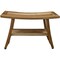 Homeroots 28" Natural Solid Teak Rectangular Shower Bench With Shelf 376740 - alternate 3