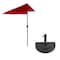 Pure Garden 9 Ft Semicircle Patio Umbrella with Base, Red 50-145-RB - alternate 2