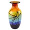 Homeroots 11" Black Blue Red And Yellow Abstract Urn Handblown Glass Table Vase 375794 - alternate 2