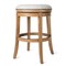 Homeroots 30" Sand and Oak Fabric and Solid Wood Backless Bar Height Swivel Bar Chair 632386 - alternate 3