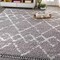 Jonathan Y Mercer Shag Plush Tassel Moroccan Tribal Geometric Trellis Gray/Ivory 5 ft. x 8 ft. Area Rug MCR102C-5 - alternate 1
