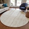 Homeroots 8' Ivory Brown And Gold Round Striped Washable Indoor Outdoor Area Rug 597399 - alternate 2