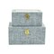 Homeroots Set of Two Blue Wood Metal And Fabric Box With Lid, 2PK 489363 - alternate 3