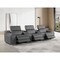 Homeroots 129" Dark Gray Italian Leather Reclining USB Sofa 632877 - alternate 4