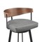 Armen Living Lacey 26in Swivel Counter Stool in Black Iron with Walnut Finish and Vintage Gray Faux Leather LCLABAGRYWA26 - alternate 2