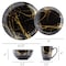 Elama Fine Marble 16 Piece Ceramic Dinnerware Set in Black with Gold Veining EL-FINEMARBLE-BK-GLD - alternate 2