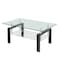 Homeroots 39" Clear and Black Glass and Steel Coffee Table With Shelf 635696 - alternate 2