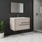 Homeroots 40" Tan Wood Floating Bathroom Vanity With White Sink And Two Drawers 624106 - alternate 3
