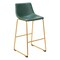 Homeroots Set of Two 29" Green And Gold Faux Leather And Steel Bar Height Bar Chairs 555753 - alternate 3