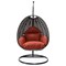 Leisuremod Charcoal Wicker Hanging Egg Swing Chair with Cherry Cushions ESCCH-40CHR - alternate 2