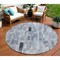 Homeroots 8' Blue And Gray Round Striped Washable Indoor Outdoor Area Rug 615514 - alternate 1