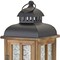 Homeroots Set of Two Brown and Black Frosted Glass Wood and Metal Floor Lantern Candle Holders, 2PK 517615 - alternate 2