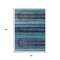Homeroots 8' X 10' Teal Blue Aqua And Navy Blue Striped Washable Indoor Outdoor Area Rug 631224 - alternate 2