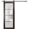 Sartodoors Sturdy Barn Door Frosted Tempered Glass Planum 2132 Black 28x80 Solid Core Modern Interior PLANUM2132BD-B-CA-28 x 80 - alternate 1