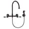 Whitehaus Collection Vintage III Plus Wall Mount Faucet with a  Long Gooseneck Swivel Spout, and Solid Brass Side Spray WHKWLV3-9301-NT-ORB - alternate 2