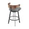 Homeroots 30" Gray Brown and Black Faux Leather and Iron Low Back Bar Height Swivel Bar Chair 569159 - alternate 3