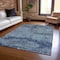 Homeroots 8' X 10' Blue And Navy Blue Abstract Washable Indoor Outdoor Area Rug 610429 - alternate 3