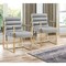 Homeroots Set of Two Tufted Gray And Gold Upholstered Faux Leather Dining Arm Chairs 545060 - alternate 1