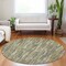 Homeroots 8' Artichoke Green And Ivory Round Striped Washable Indoor Outdoor Area Rug 609026 - alternate 3