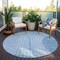 Homeroots 8' Denim Blue And Sky Blue Round Striped Washable Indoor Outdoor Area Rug 583066 - alternate 2