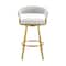 Homeroots 30" Silver and Gold Fabric and Stainless Steel Low Back Bar Height Swivel Bar Chair 569151 - alternate 2