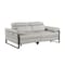 Homeroots 77in Light Gray and Black Italian Leather Power Reclining Loveseat 720501 - alternate 4
