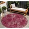 Homeroots 8' Burgundy And Ivory Round Geometric Washable Indoor Outdoor Area Rug 594529 - alternate 1