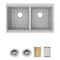 Elkay Quartz Classic 33" x 22" x 9-1/2" Equal Double Bowl Undermount Workstation Sink 4pc Kit Greystone ELGU3322WOGS0 - alternate 1