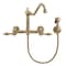 Whitehaus Collection Vintage III Plus Wall Mount Faucet with a  Long Traditional Swivel Spout, and Solid Brass Side Spray WHKWLV3-9402-NT-AB - alternate 2