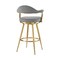 Homeroots 30" Gray and Gold Fabric and Stainless Steel Low Back Bar Height Swivel Bar Chair 569155 - alternate 2