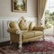 Homeroots 70in Golden Yellow And Pearl Faux Leather Loveseat and Toss Pillows 515711 - alternate 2
