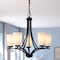 Vaxcel River Grove 5-Light Matte Black Chandelier, Frosted White Glass Shades H0317 - alternate 2
