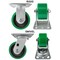 Hyw Products Heavy Duty Caster Set 4in Green Polyurethane on Cast Iron Wheels, 2 Rigid & 2 Swivel, 4PK 40-40R-A1-PC-2,40-40S-A1-PC-2 (G) - alternate 2