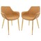 Leisuremod Markley Modern Leather Dining Arm Chair with Gold Metal Legs, Light Brown, 2PK ECG26BR2 - alternate 1