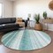 Homeroots 8' Teal Blue Turquoise And Aqua Round Striped Washable Indoor Outdoor Area Rug 615015 - alternate 3