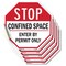 Signmission Stop Confined Space Enter by Permit, 4 inch X 4 inch, Vinyl Decal, 5PK OC-D-5PACK-4-250 - alternate 1