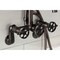 Kingston Brass Three-Handle 2-Hole Adjustable Wall Mount Clawfoot Tub Faucet with Knurled Handle and Hand Shower AE8155RKX - alternate 2