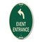 Signmission Event Entrance With Upper Left Arrow, 12 Inch X 18 Inch Architectural Oval, Heavy Gauge Aluminum A-OV-G-1218-24086 - alternate 1