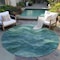 Homeroots 8' Teal Blue And Green Round Abstract Washable Indoor Outdoor Area Rug 618180 - alternate 3