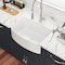 Wrightmaster 30 in. Curved Apron-Front Single Bowl White Ceramic Kitchen Sink w/Bottom Grids and Basket Strainer ZOR-AW301910DS - alternate 2