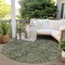 Homeroots 8' Round Moss Green and Gray Round Oriental Washable Non Skid Indoor Outdoor Area Rug 563813 - alternate 2