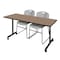 Regency Kobe Mobile T-Base Training Table W/ 2 Zeng Stack Chairs, 72 in W, 24 in L, Noble Oak MKTRCC7224NO44GY - alternate 1