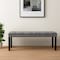 Homeroots 48" Gray and Black Tufted Velvet Upholstered Bench 569208 - alternate 1